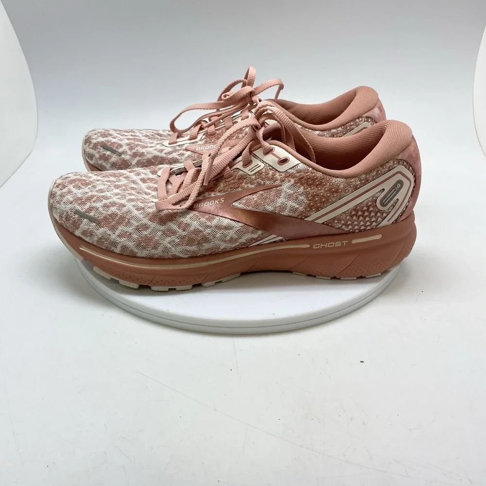 Brooks Sneakers Womens 10 Ghost 14 1203561B265 Pink Print Running Athletic Shoes